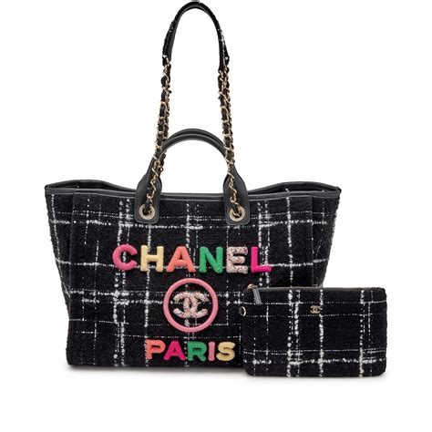 chanel tweed pouch|Chanel tweed tote bag.